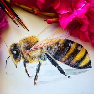 Watercolor bee print, 8x10" bee print
